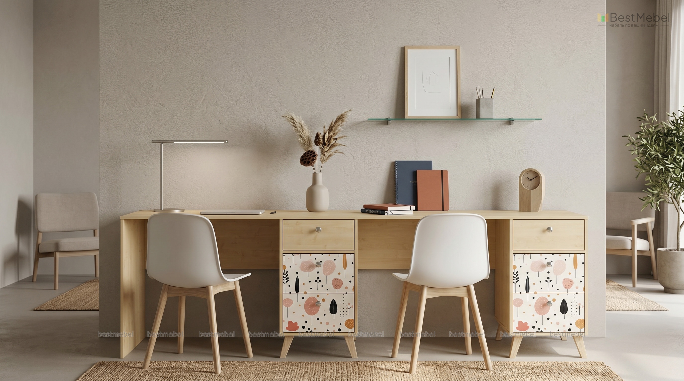 Письменный стол для двоих Эльза 3 BMS