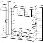 Чертеж Стенка для гостиной Милан BMS