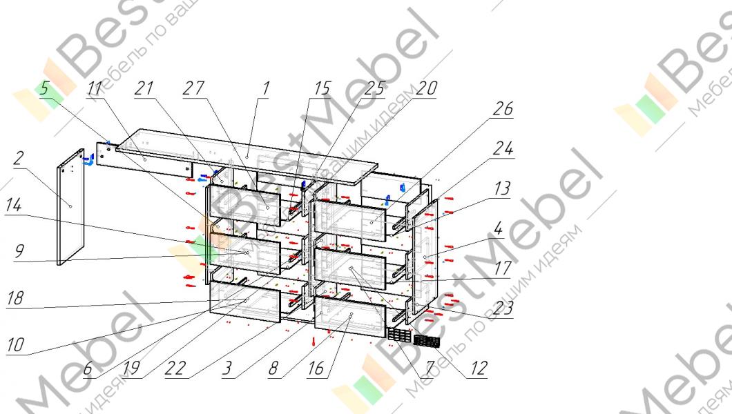 Комод без ручек чертеж