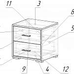 Чертеж Тумба прикроватная Валерия Арт 5 BMS